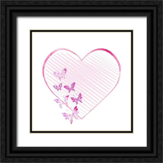Bailey, Ann 12x12 Black Ornate Wood Framed with Double Matting Museum Art Print Titled - Butterfly Heart 2