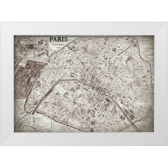 Bailey, Ann 14x11 White Modern Wood Framed Museum Art Print Titled - Map of Paris