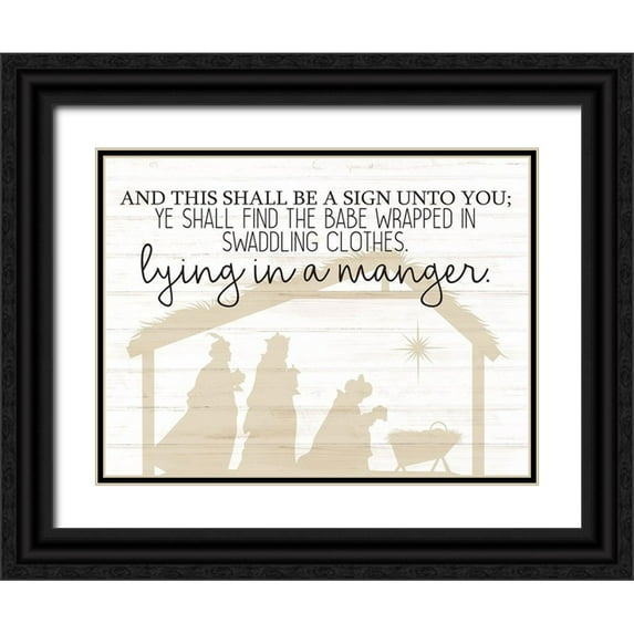 Bailey, Ann 14x12 Black Ornate Wood Framed with Double Matting Museum Art Print Titled - Lying In A Manger