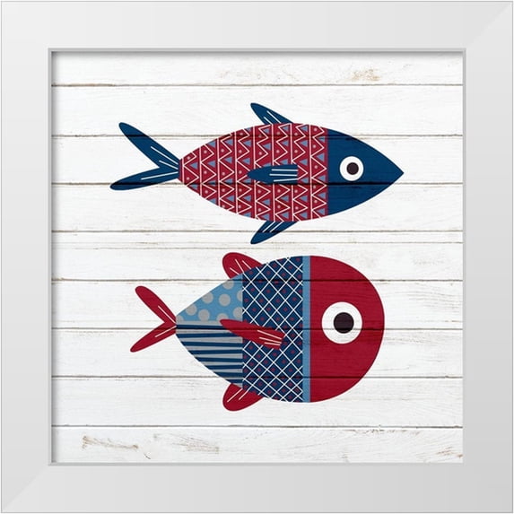 Bailey, Ann 15x15 White Modern Wood Framed Museum Art Print Titled - Americana Fish 1