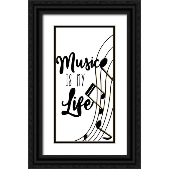 Bailey, Ann 18x32 Black Ornate Wood Framed with Double Matting Museum Art Print Titled - Music is My Life 2