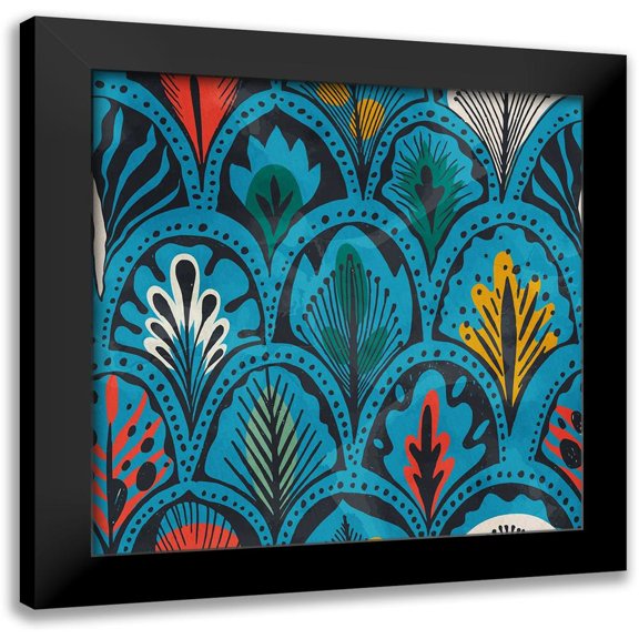 Bailey, Ann 20x20 Black Modern Framed Museum Art Print Titled - Feather Pattern 2