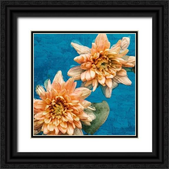Bailey, Ann 20x20 Black Ornate Wood Framed with Double Matting Museum Art Print Titled - Orange Chrysanthemums