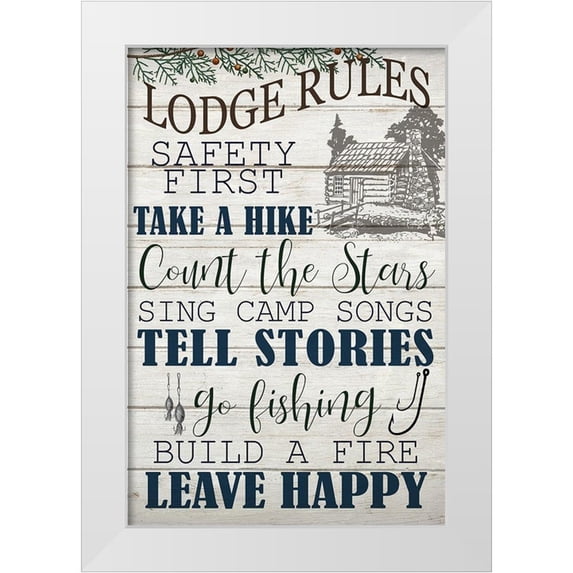 Bailey, Ann 23x32 White Modern Wood Framed Museum Art Print Titled - Lodge Rules