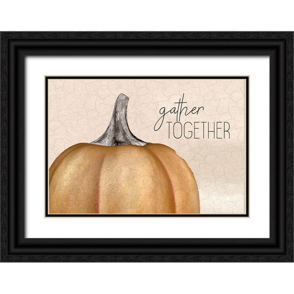 Bailey, Ann 32x23 Black Ornate Wood Framed with Double Matting Museum Art Print Titled - Gather Together Pumpkin