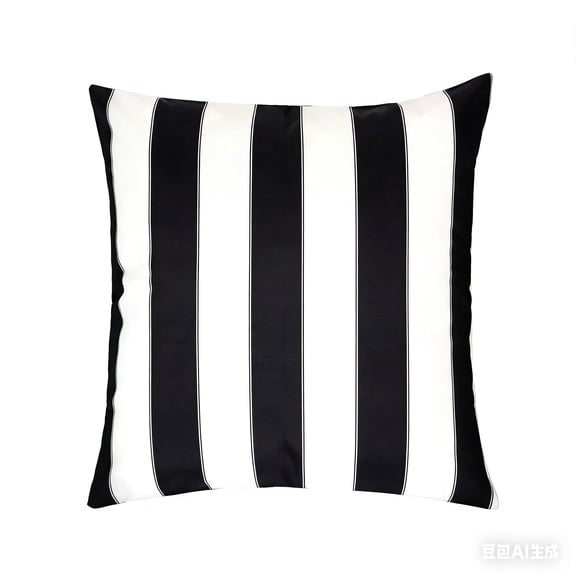 Bailey Black Square Outdoor Throw Pillow