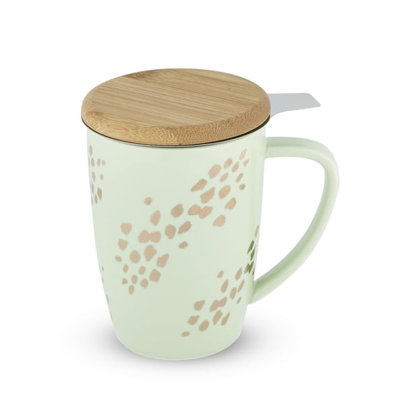 Bailey Champagne Dots Ceramic Tea Mug & Infuser