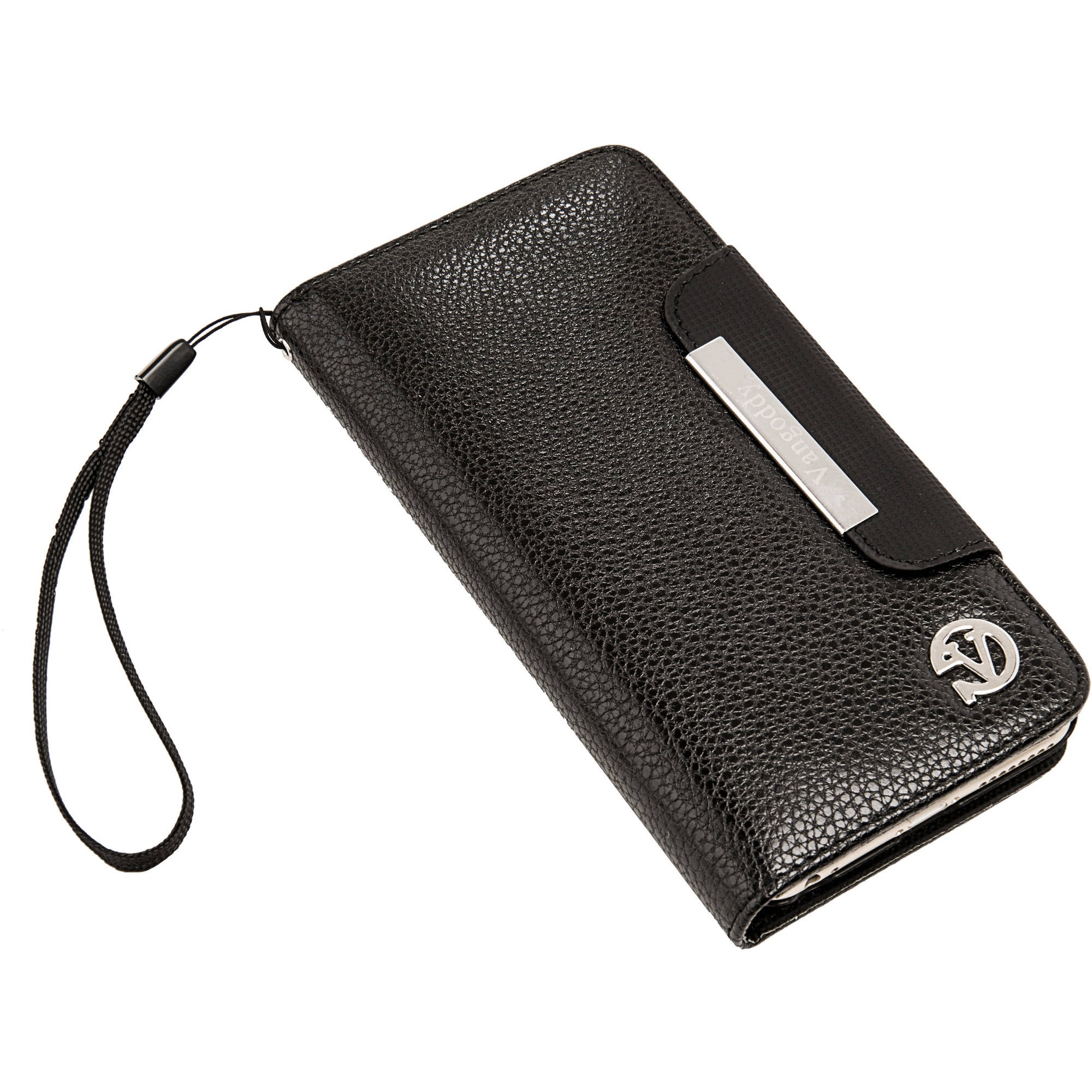 Bailey Dual Magnetic Wallet Case with Wrist Strap for Apple iPhone 6 Plus / 6s Plus [Perfect Fit] (Black)