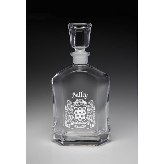 Bailey Irish Coat of Arms Whiskey Decanter (Sand Etched)