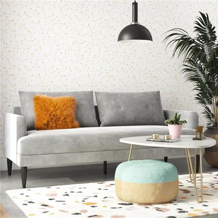 Bailey Mid-Century Modern Vintage Pillowback Sofa, Light Gray Velvet - 33 x 31 x 78.5 in.