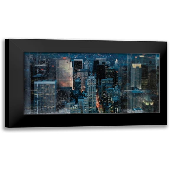 Bailey, Nathan 24x14 Black Modern Framed Museum Art Print Titled - Blue Manhattan