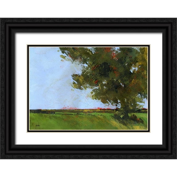 Bailey, Paul 14x11 Black Ornate Wood Framed with Double Matting Museum Art Print Titled - Autumn Oak and Empty Fields