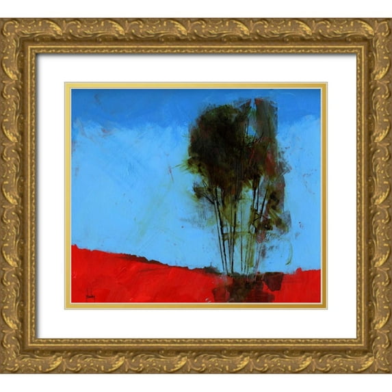 Bailey, Paul 30x26 Gold Ornate Wood Framed with Double Matting Museum Art Print Titled - Cyan and Red