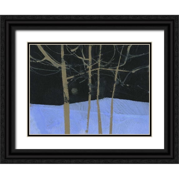Bailey, Paul 32x25 Black Ornate Wood Framed with Double Matting Museum Art Print Titled - Four Trees and the Moon II