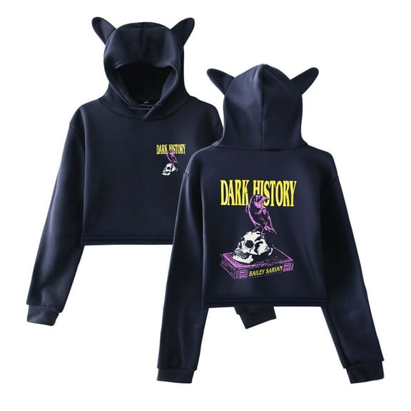 Bailey Sarian Cat Cropped Hoodies Dark History Merch Unisex long sleeves Sweet Streetwear