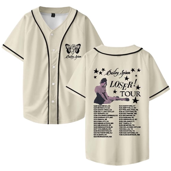 Bailey Spinn Loser Tour 2025 Merch Baseball Jersey V-Neck Shirt Women Men Short Sleeve Streetwear Clothes