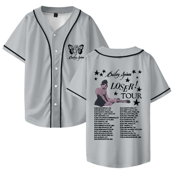 Bailey Spinn Loser Tour 2025 Merch Baseball Jersey V-Neck Shirt Women Men Short Sleeve Streetwear Clothes