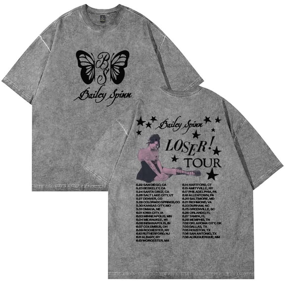 Bailey Spinn Loser Tour 2025 Merch Cotton T-Shirt Wash Tee Women Men Short Sleeve Crewneck Tee