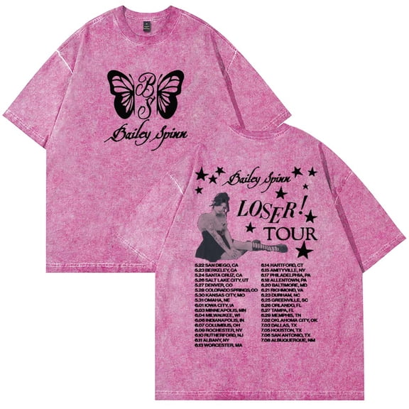 Bailey Spinn Loser Tour 2025 Merch Cotton T-Shirt Wash Tee Women Men Short Sleeve Crewneck Tee