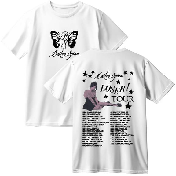 Bailey Spinn Loser Tour 2025 Merch Cotton T-Shirt Women Men Casual Crewneck Short Sleeve Tee