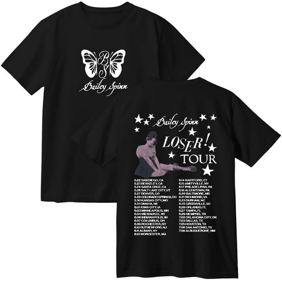 Bailey Spinn Loser Tour 2025 Merch Cotton T-Shirt Women Men Casual Crewneck Short Sleeve Tee