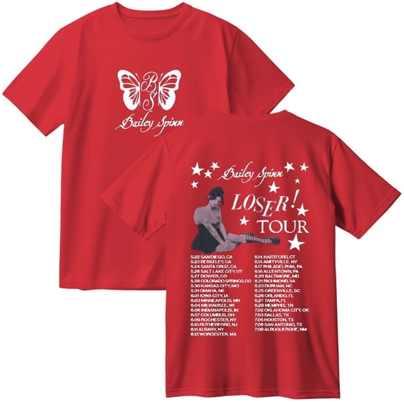 Bailey Spinn Loser Tour 2025 Merch Cotton T-Shirt Women Men Casual Crewneck Short Sleeve Tee