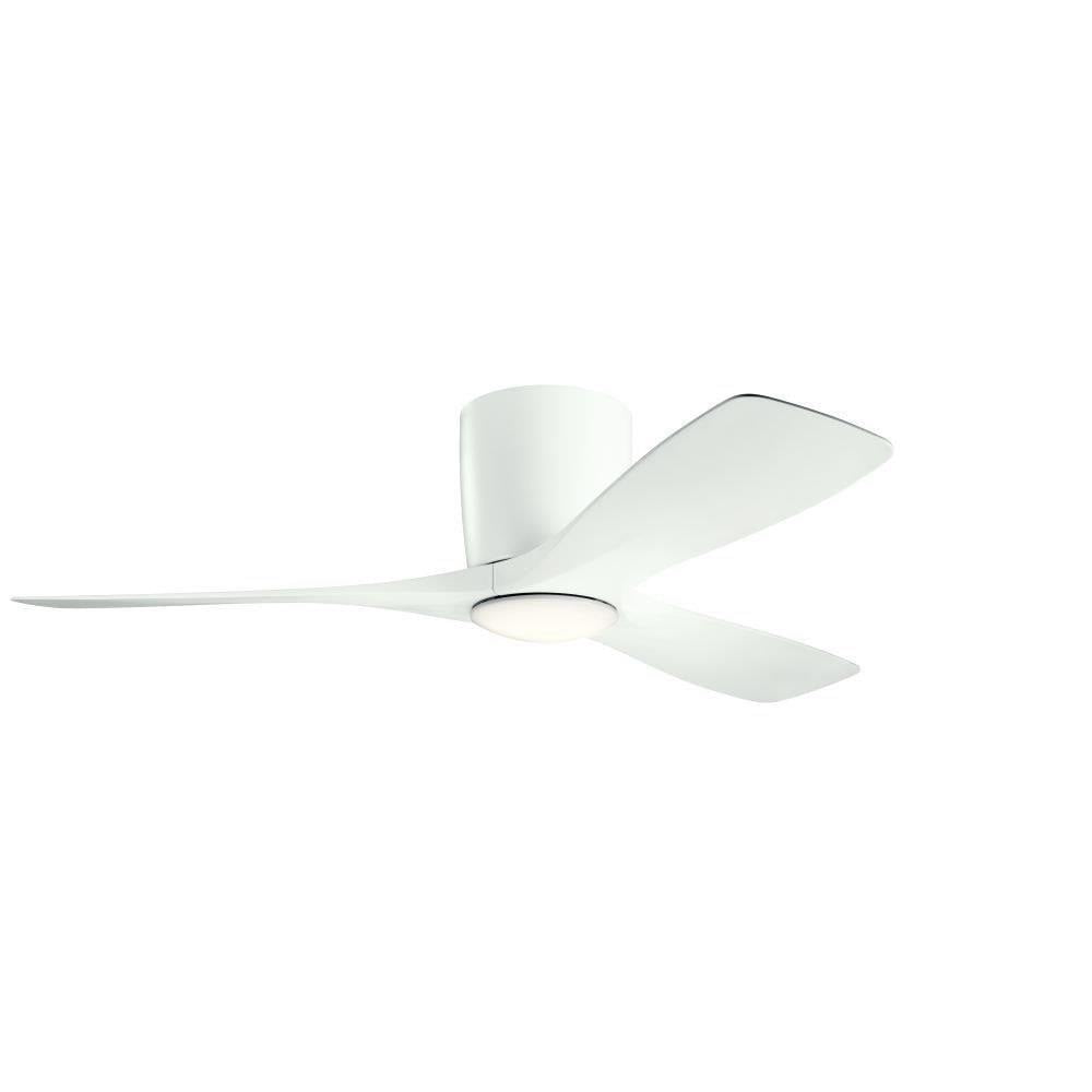 Bailey Street Upland Buildings 48” Matte White LED Ceiling Fan with Wall Control and Walnut Blades