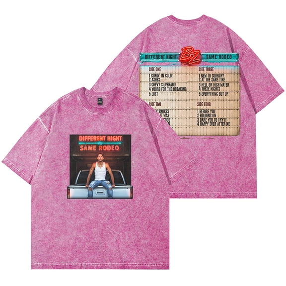 Bailey Zimmerman DNSR Cover Wash T-Shirts Different Night Same Rodeo Women Men Cotton Short Sleeve