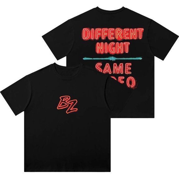 Bailey Zimmerman DNSR Neon Sign Wash T-Shirts Different Night Same Rodeo Merch Cotton Short Sleeve