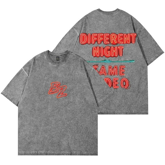 Bailey Zimmerman DNSR Neon Sign Wash T-Shirts Different Night Same Rodeo Merch Cotton Short Sleeve