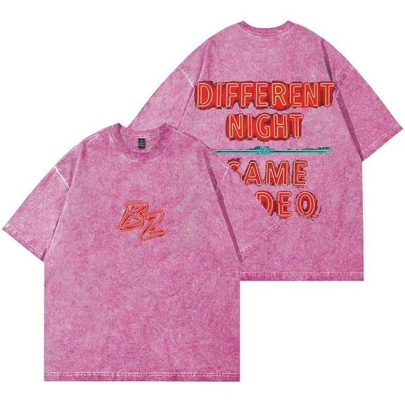 Bailey Zimmerman DNSR Neon Sign Wash T-Shirts Different Night Same Rodeo Merch Cotton Short Sleeve