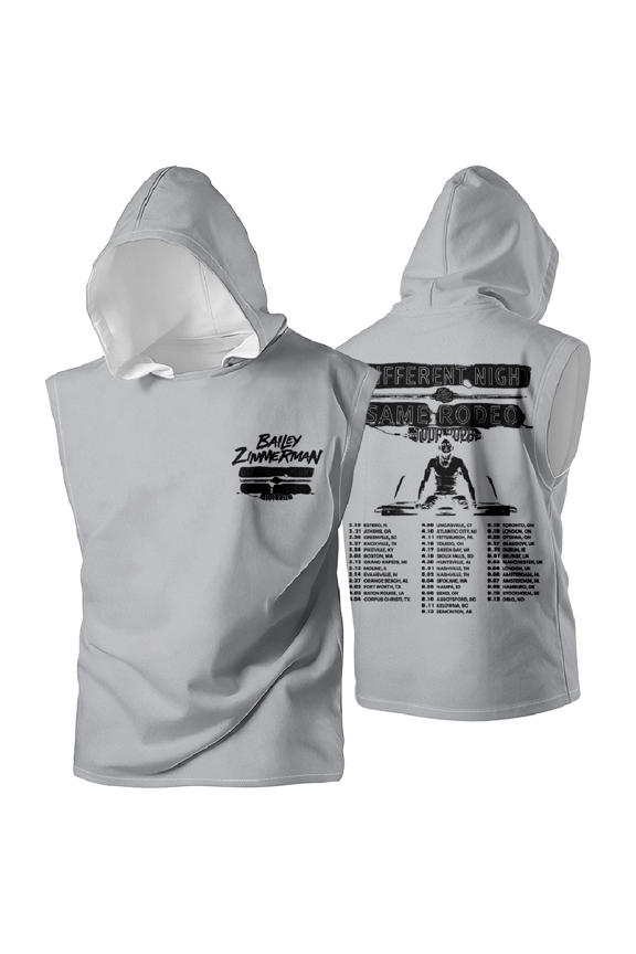 Bailey Zimmerman Different Night Same Rodeo 2026 Tour Hooded Tank Top Unisex Sleeveless Casual Streetwear Tops