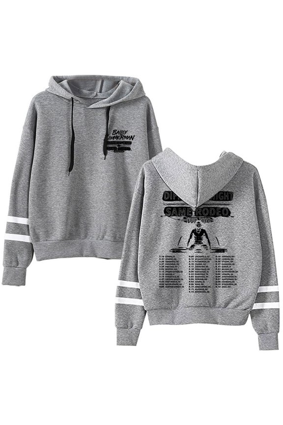Bailey Zimmerman Different Night Same Rodeo 2026 Tour Pullover Hoodie Long Sleeve Pocketless Unisex Hooded Sweatshirt