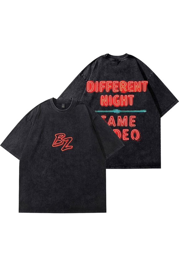 Bailey Zimmerman Different Night Same Rodeo Different Night Vintage Wash T-Shirt – Unisex Cotton Short Sleeve Casual Streetwear Top for Fan Support