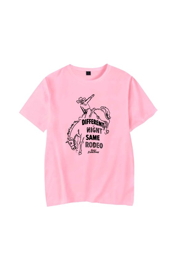 Bailey Zimmerman Different Night Same Rodeo Merch T-Shirt Women Men Casual Crewneck Short Sleeve Tee