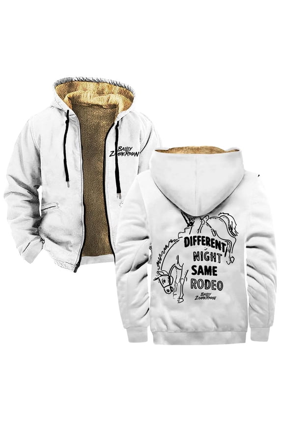 Bailey Zimmerman Different Night Same Rodeo Merch Zipper Hoodies Women Men Jacket Parkas Long Sleeve Streetwear Coat