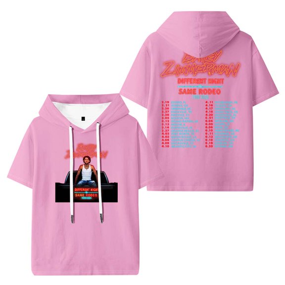 Bailey Zimmerman Different Night Same Rodeo Tour 2026 Hooded T-Shirts Women Men Short Sleeve Tee Casual Fashion Clothes