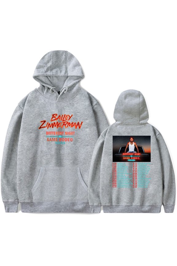 Bailey Zimmerman Different Night Same Rodeo Tour 2026 Hoodie Women Men Long Sleeve Pullover Hooded Sweatshirt