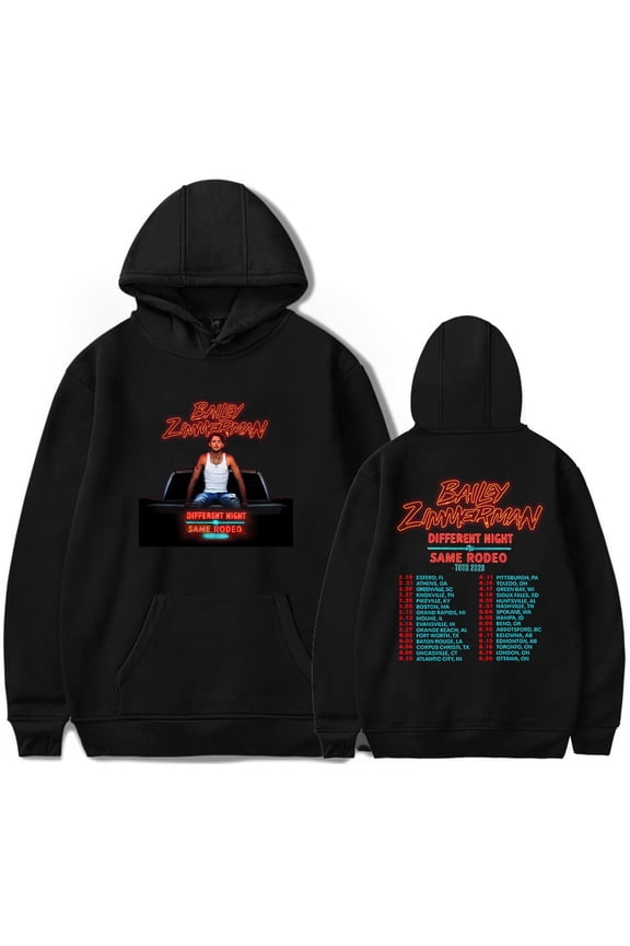 Bailey Zimmerman Different Night Same Rodeo Tour 2026 Hoodies Women Men Casual Long Sleeve Sweatshirt Clothes
