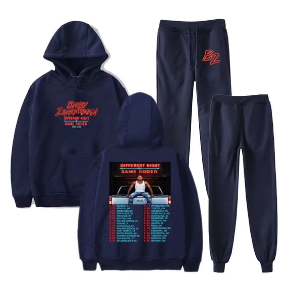 Bailey Zimmerman Different Night Same Rodeo Tour 2026 Print Hoodie Jogger Set - Unisex 2-Piece Casual Pullover Sweatshirt Pants for Fan Support