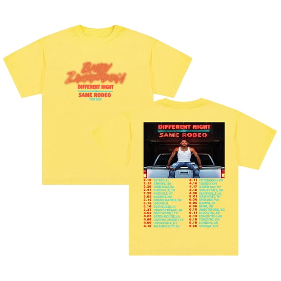 Bailey Zimmerman Different Night Same Rodeo Tour 2026 T-shirt Short Sleeve Streetwear Women Men Cotton Tee