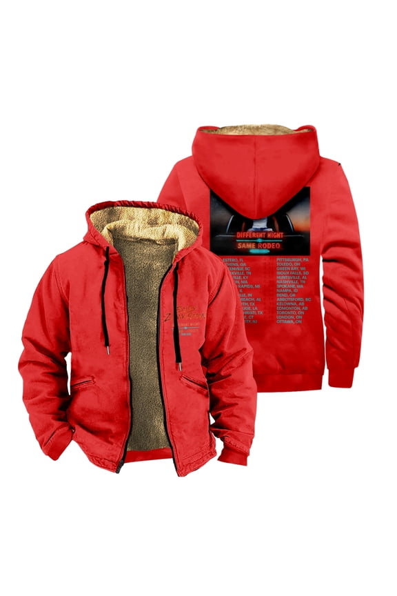 Bailey Zimmerman Different Night Same Rodeo Tour 2026 Zip Up Jacket Long Sleeve Winter Parka Unisex Casual Fashion Coat