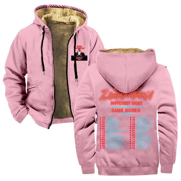 Bailey Zimmerman Different Night Same Rodeo Tour 2026 Zipper Hoodies Women Men Jacket Parkas Long Sleeve Fashion Streetwear Coat