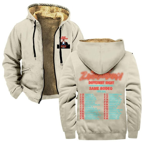 Hoodies For Men Streetwear 2026.Bailey Zimmerman Different Night Same Rodeo Tour 2026 Zipper Hoodies ...