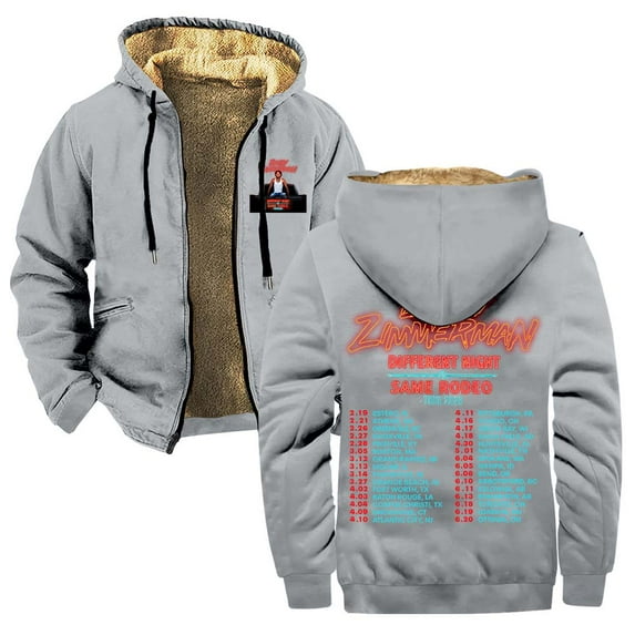 Hoodies For Men Streetwear 2026.Bailey Zimmerman Different Night Same Rodeo Tour 2026 Zipper Hoodies ...