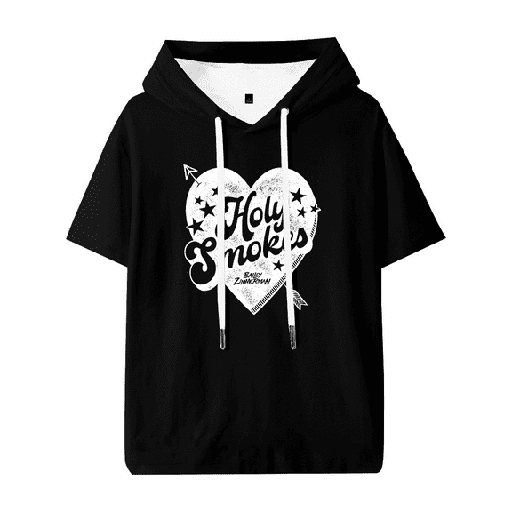 Bailey Zimmerman Holy Smokes Heart Hooded T-shirt Women Men Short Sleeve Tee Casual Fashion Tops