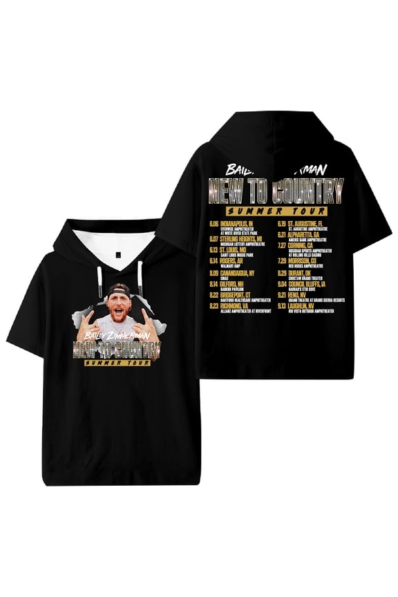 Bailey Zimmerman New To Country Summer Tour Hooded T-shirt Short Sleeve Tee Women Men Streetwear Tops