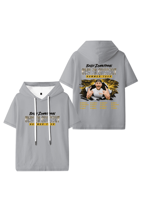 Bailey Zimmerman New To Country Summer Tour Hooded T-shirt Women Men Fashion Short Sleeve Tee Casual Streetwear Clothes