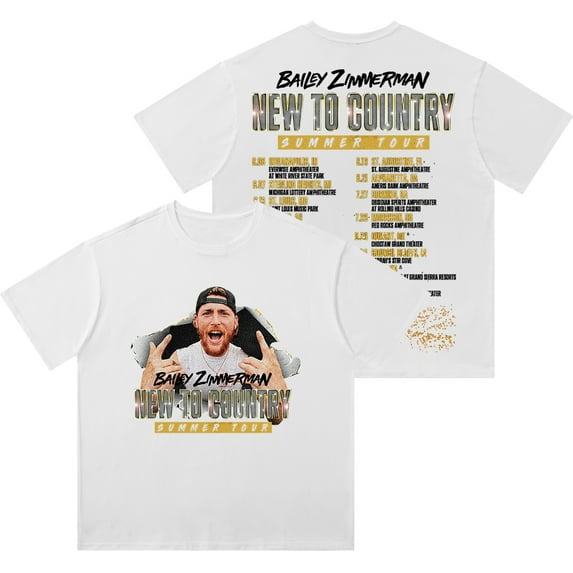 Bailey Zimmerman New To Country Summer Tour Merch Vintage Wash Tee Unisex Short Sleeve T-Shirts