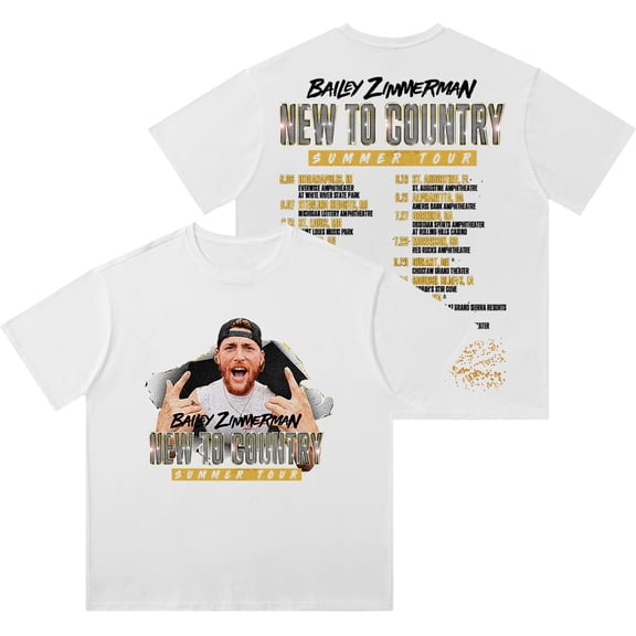 Bailey Zimmerman New To Country Summer Tour Merch Vintage Wash Tee Unisex Short Sleeve T-Shirts
